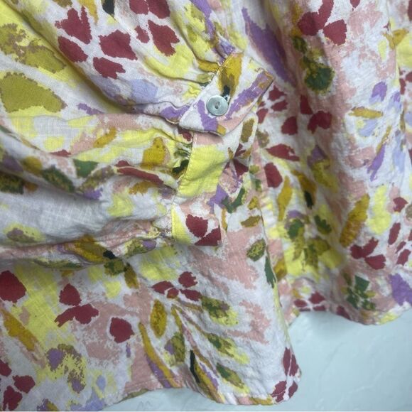 Lauren Conrad Floral Blouse Top Size medium Balloon Sleeves - Picture 2 of 5